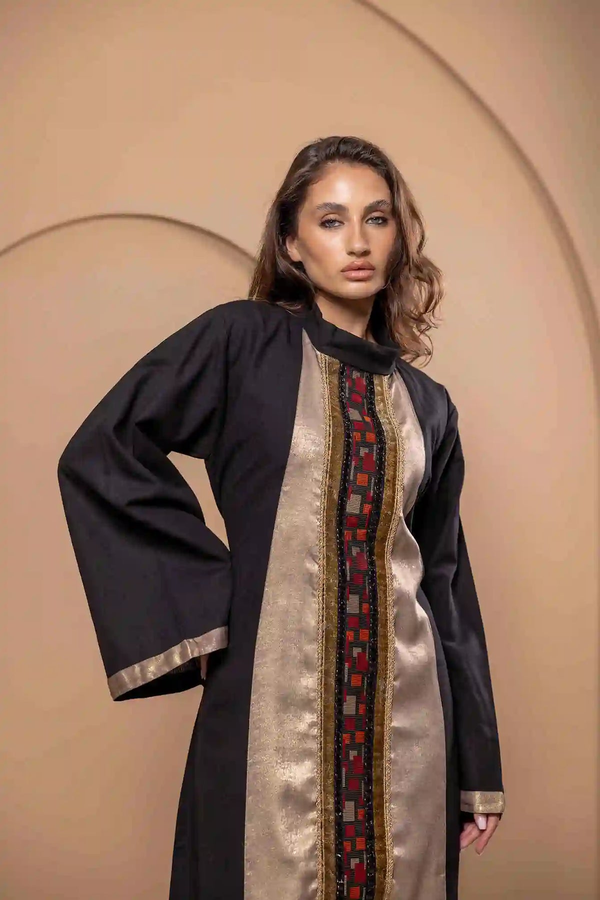Lenin Black Dress with Red Embroidery