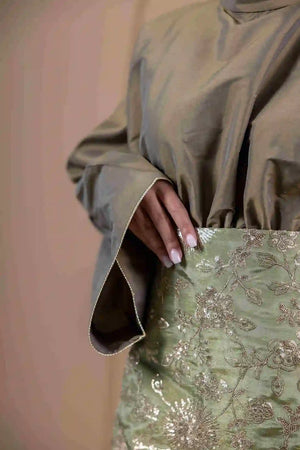 Olive Green Embroidered Dress