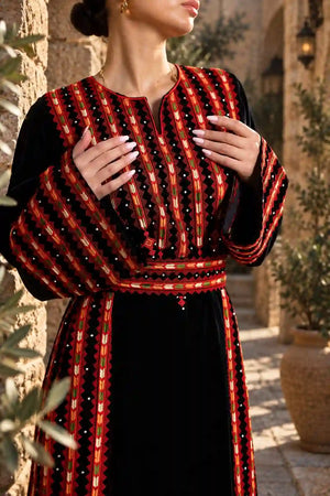 Black & Red Embroidered Abaya/Dress