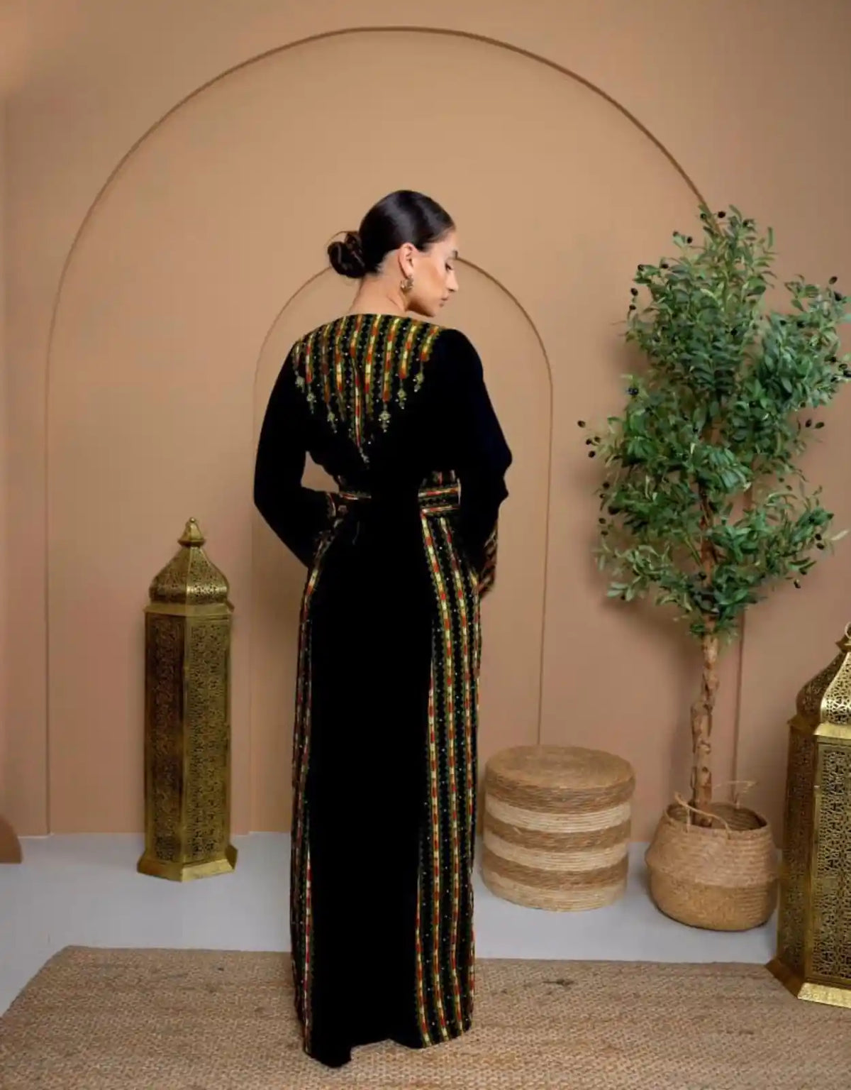 Jenin Olive Embroidered Dress