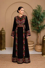 Multicolor Palestine kaftan with traditional embroidery - heritage kaftan UAE