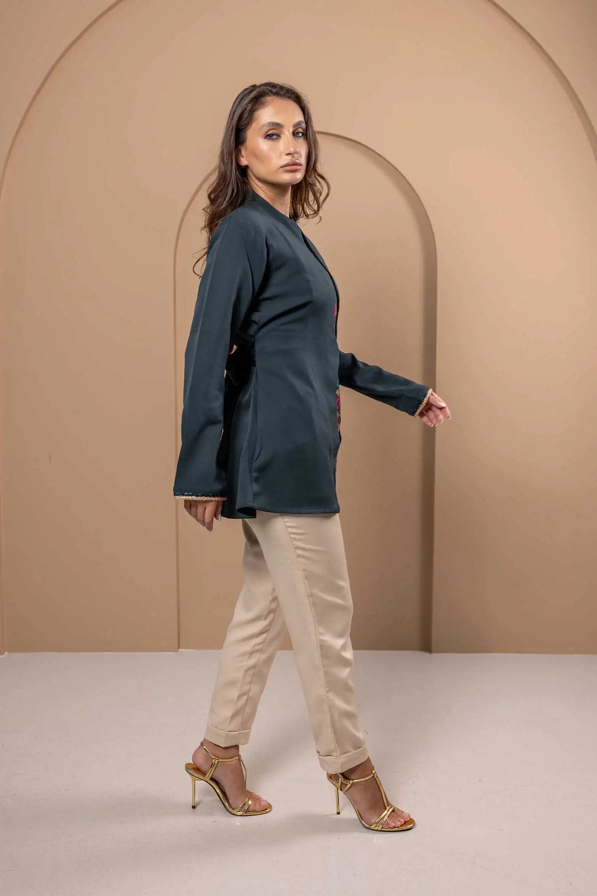 Dark Green Embroidered Top