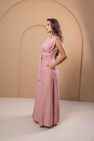 Pink Linen Dress, Non See-Through