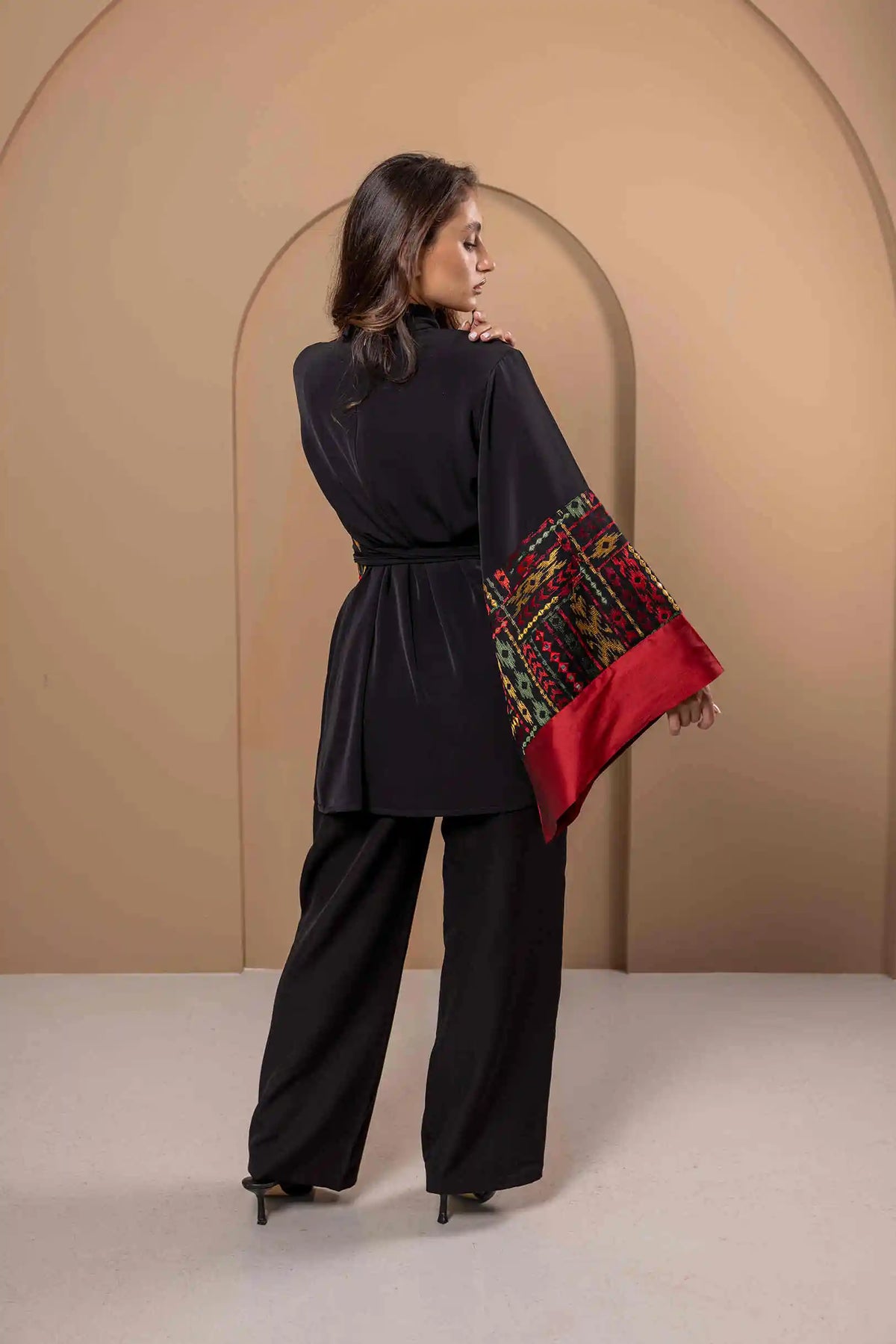 High Neck Black Crepe Top