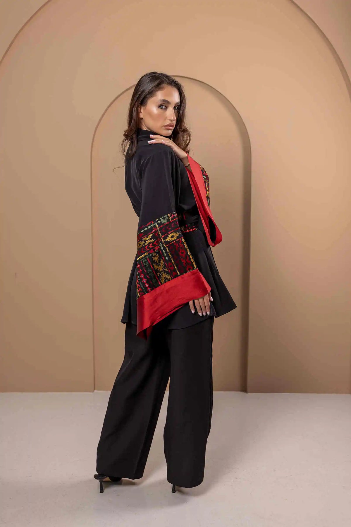 High Neck Black Crepe Top
