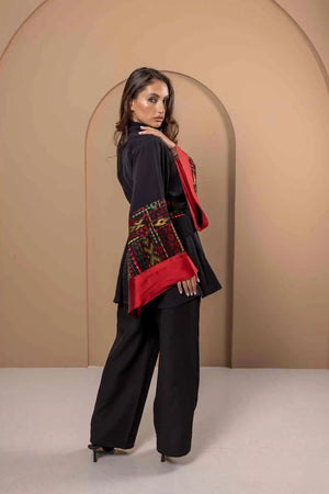 High Neck Black Crepe Top