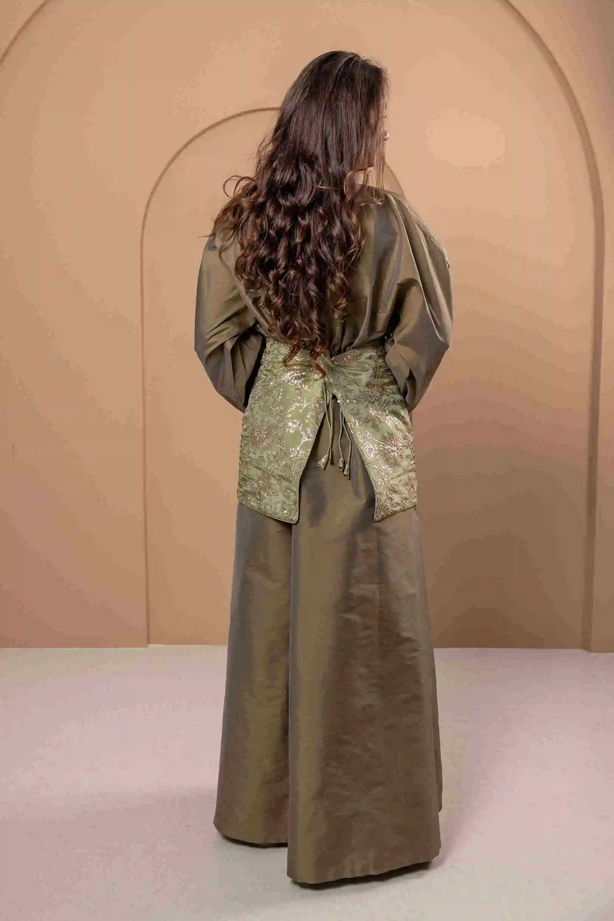 Olive Green Embroidered Dress