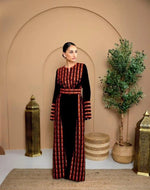 Black and red Palestinian embroidered dress - heritage modest fashion UAE