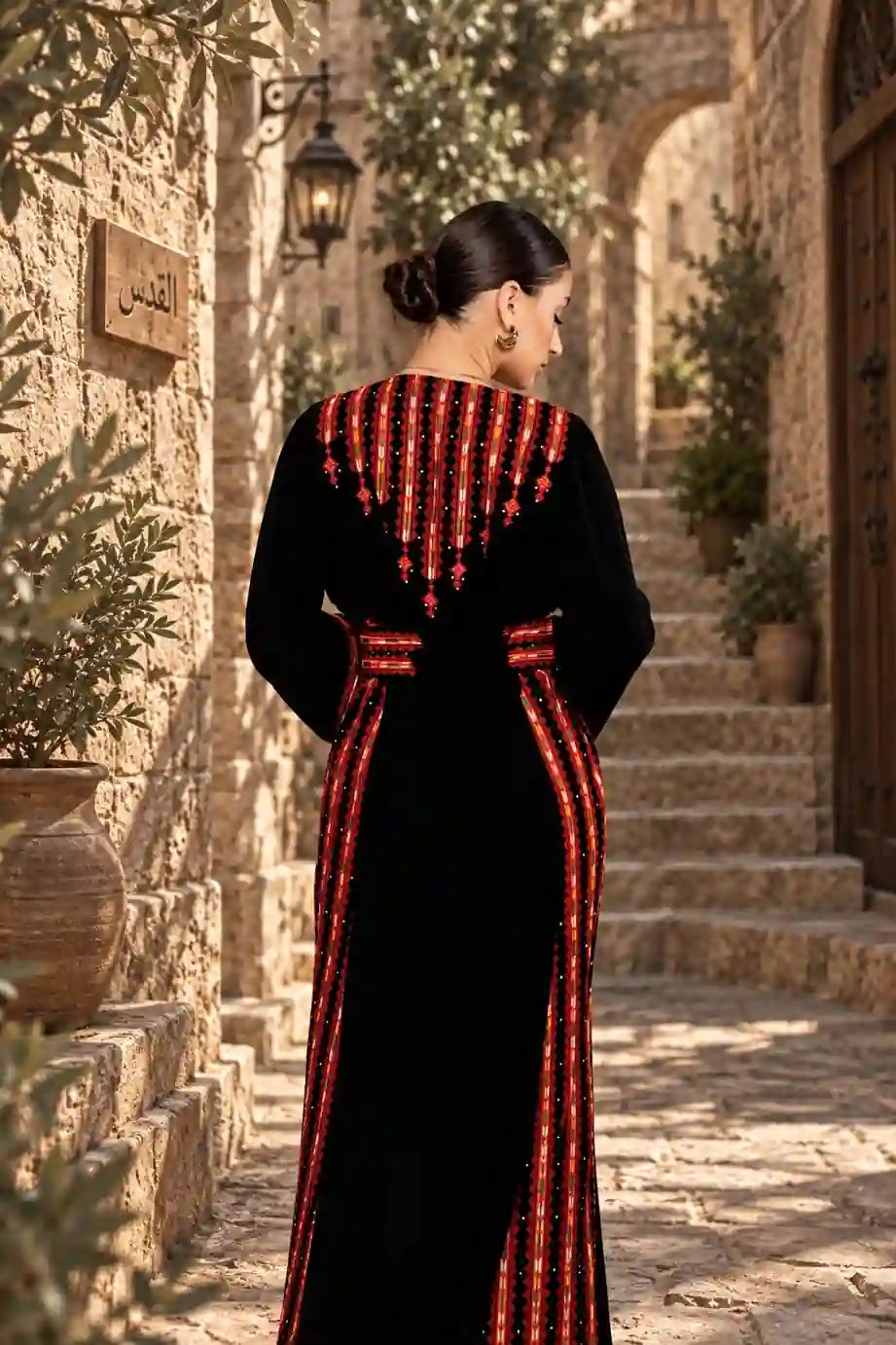 Black & Red Embroidered Abaya/Dress